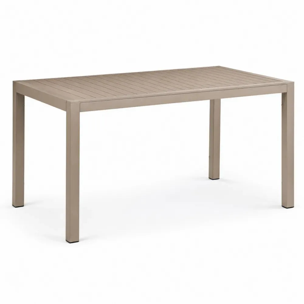 Gartentisch rechteckig 180 x 90 x 74 cm pulverbeschichtete Aluminiumlegierung Lamellenplatte Taupe