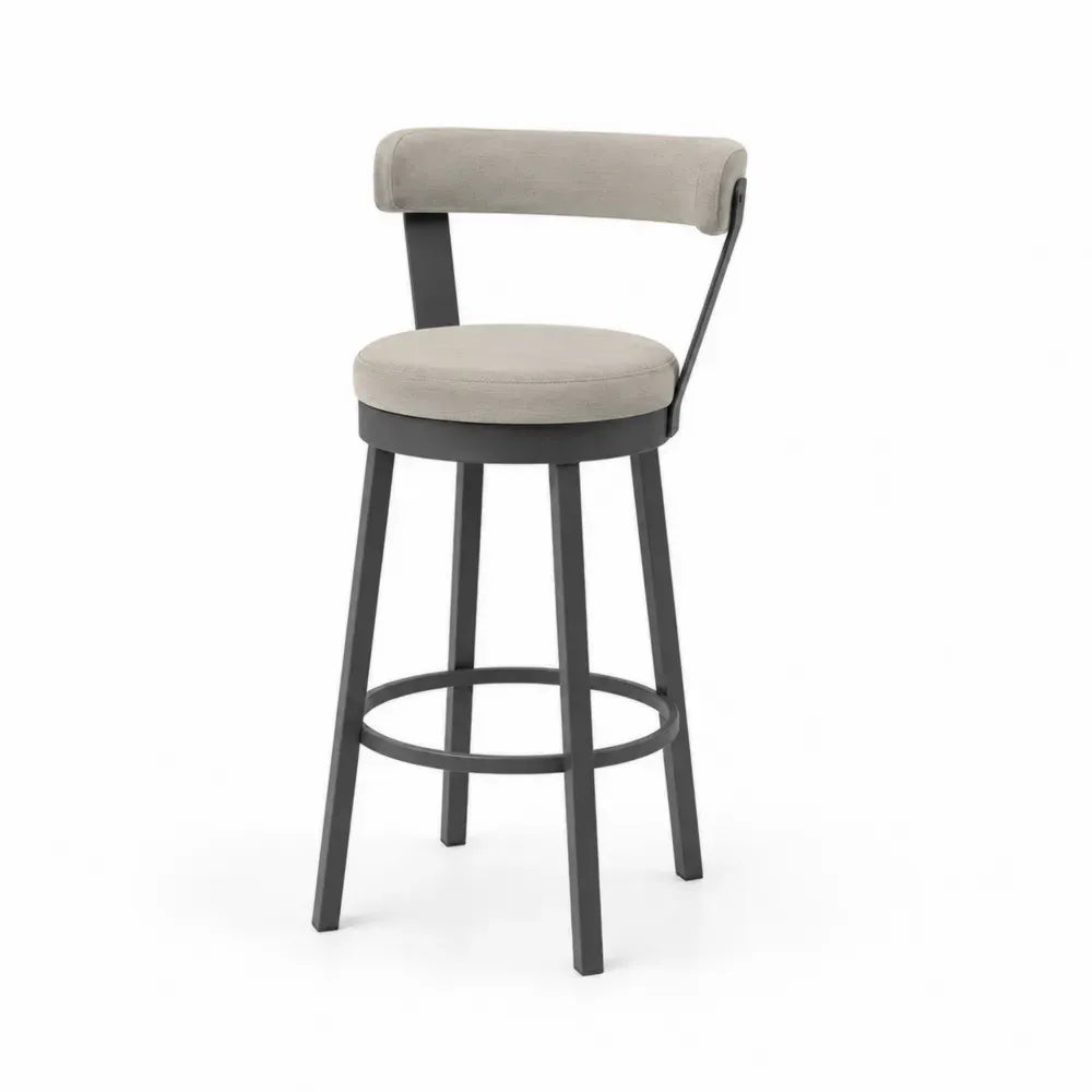 Barhocker 45 x 48 x 98 cm Polyestergewebe pulverbeschichteter Stahl runde Sitzfläche beige schwarz