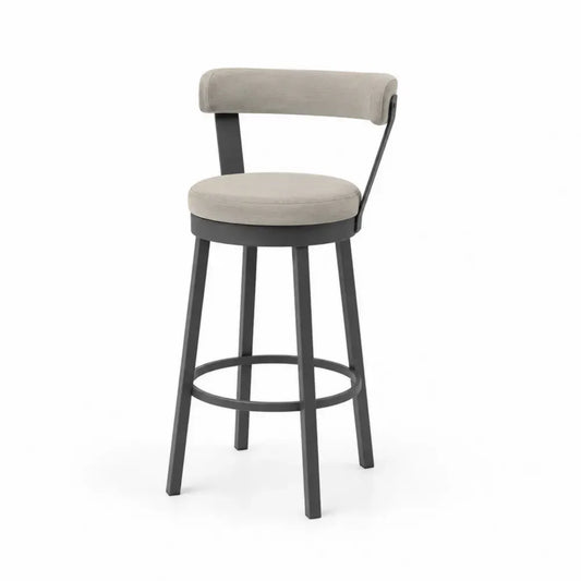 Barhocker 45 x 48 x 98 cm Polyestergewebe pulverbeschichteter Stahl runde Sitzfläche beige schwarz