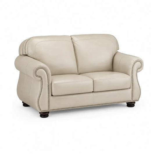 2-Sitzer Sofa mit Rollarmlehnen PU-Kunstleder Holzrahmen rechteckig Cremebeige 168 x 90 x 95 cm