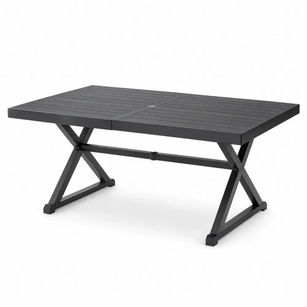 Rechteckiger Gartentisch 150 x 90 x 74 cm HDPE Tischplatte pulverbeschichteter Stahlrahmen Anthrazit