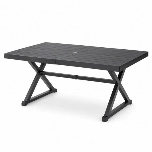 Rechteckiger Gartentisch 150 x 90 x 74 cm HDPE Tischplatte pulverbeschichteter Stahlrahmen Anthrazit