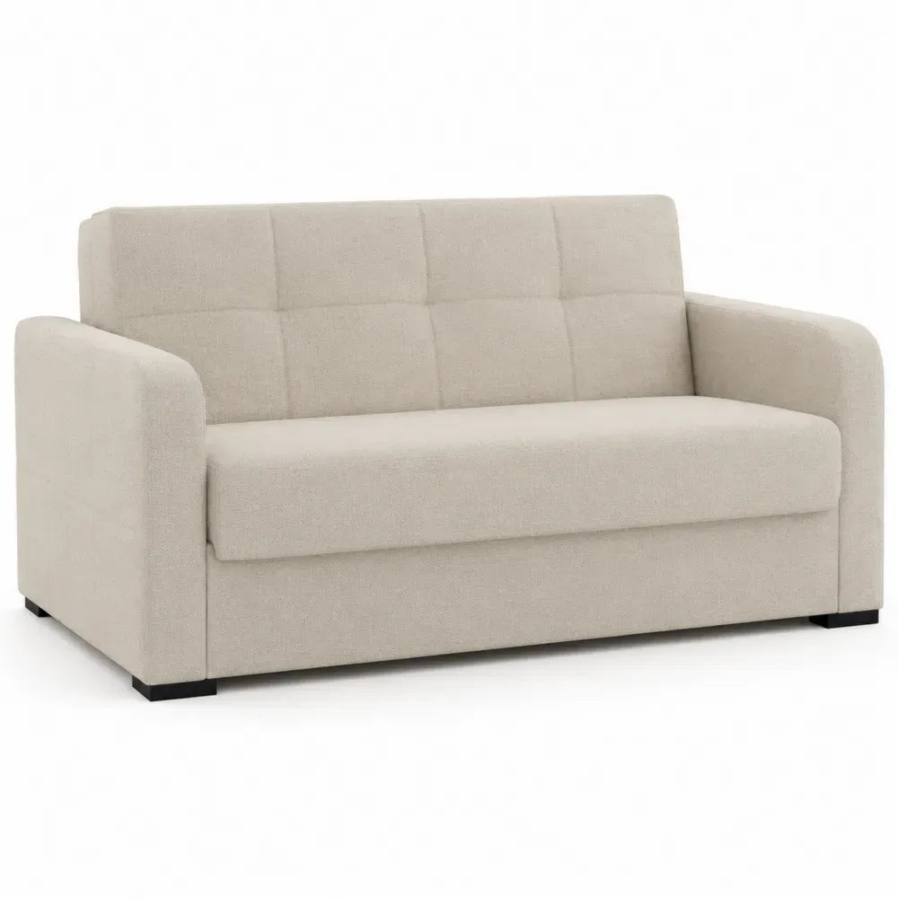 3-Sitzer Schlafsofa mit Armlehnen Polyestergewebe Kiefernholz Sperrholzrahmen rechteckig Beige Schwarz 190 x 85 x 82 cm