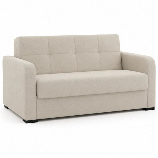 3-Sitzer Schlafsofa mit Armlehnen Polyestergewebe Kiefernholz Sperrholzrahmen rechteckig Beige Schwarz 190 x 85 x 82 cm